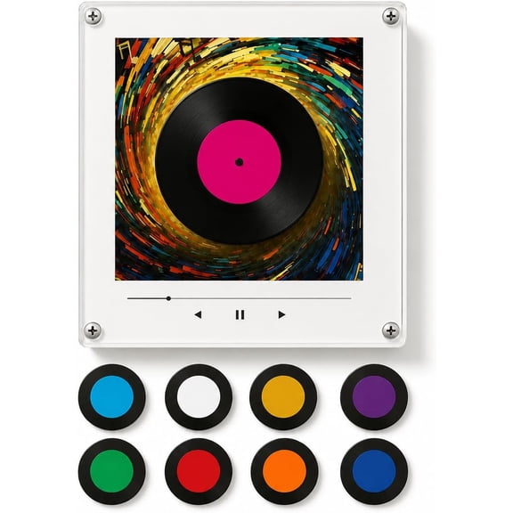 Magnetic Music Box - Magnetic Vinyl Music Box with LED Light, 9 Pcs Customizable Player for Fridge, Home Office, Unique Birthday Gift