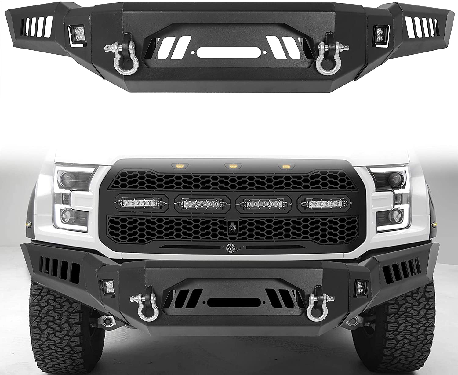 ECOTRIC Modular Front Bumper Compatible with 2018-2020 Ford F150 3-Piece 2 Packages