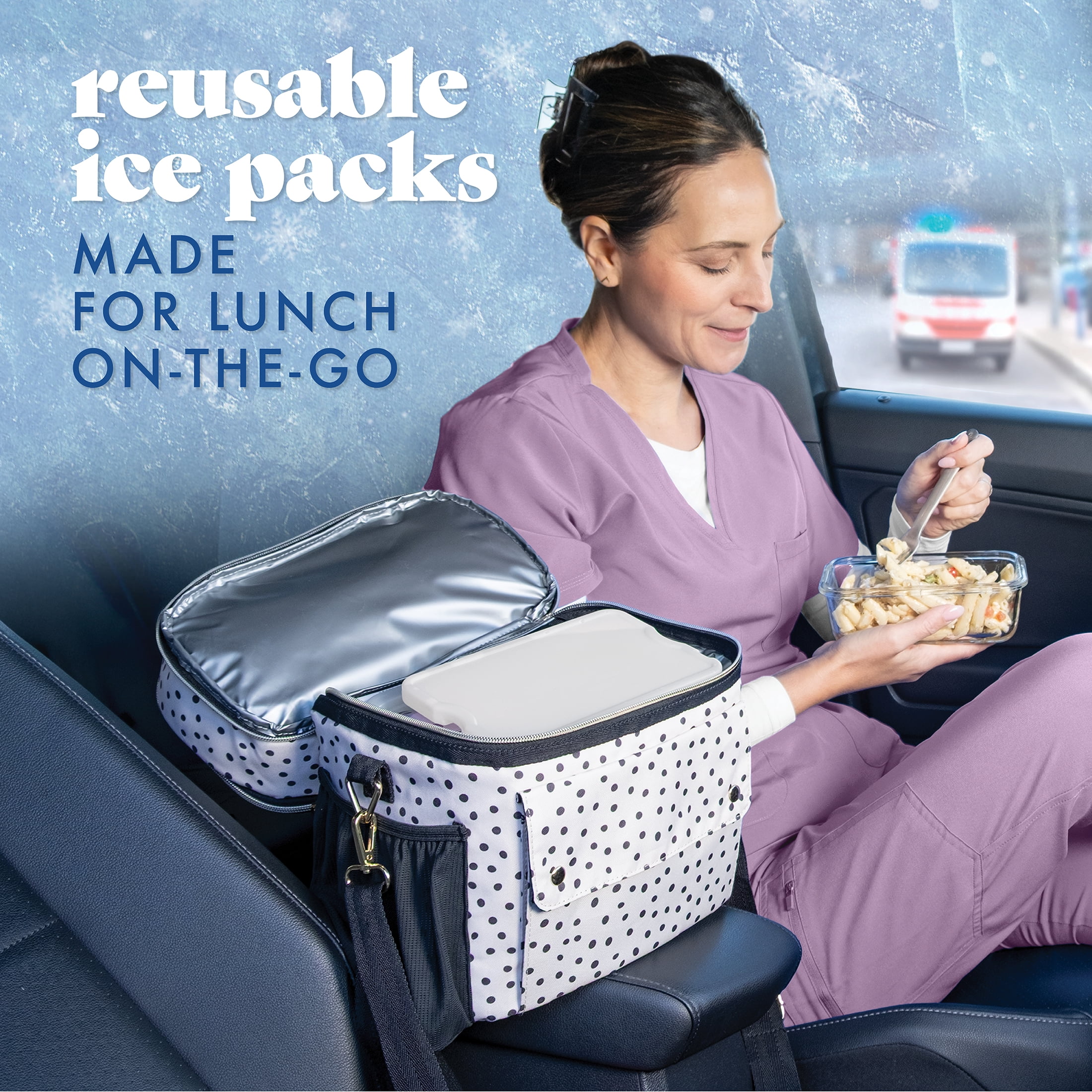 Fit & Fresh XL Slim Reusable Ice Packs for Lunch Boxes and Coolers, 4 Pack
