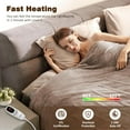 thumbnail image 5 of Ocuuziisu Electric Blanket 90" x 100" King Size Heated Blanket, Flannel and Sherpa, 10 Hour Auto-off, 9 Heat Settings, Fast Heating, Machine Washable, Camel, 5 of 9