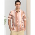 thumbnail image 2 of Lars Amadeus Camisa a rayas de verano para hombre, manga corta, casual, con botones, camisas de playa blanco y amarillo S, 2 of 6