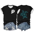 thumbnail image 1 of Blouses pour Femmes, Mode Océan Imprimé Confort Col Rond Manches Courtes, 1 of 2