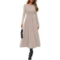 thumbnail image 7 of PRETTYGARDEN Women's Fall Long Sleeve Midi Dress Casual Elegant Ruffle Flowy A Line Swing Cocktail Party Dresse, 7 of 7
