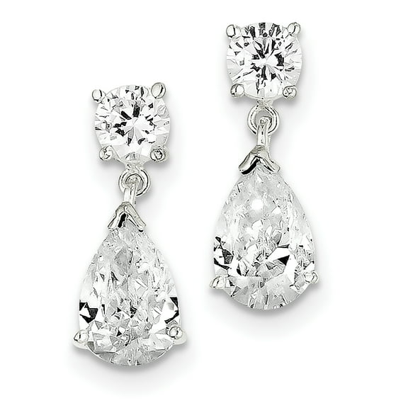 Primal Silver Sterling Silver Cubic Zirconia Pear Shaped Dangle Earrings