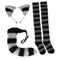 thumbnail image 3 of Conjunto de disfraz de gato para cosplay: incluye diadema, pinza para el pelo, medias y orejas. Gris oscuro, 3 of 9