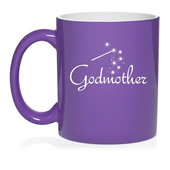 Godmother Ceramic Coffee Mug Tea Cup Gift for Her, Sister, Women, Family, Best Friend, Grandma, Cousin, Mom, Cute, Girlfriend, Wife, Mother’s Day, Baptism, Birthday, Housewarming (11oz Purple)
