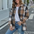 thumbnail image 7 of Plaid Shirts For Women Plaid Jacket,Womens Fall Outfits Fashion Clothes Shackets Flannel Plaid Button Down Long Sleeve Shirts Jackets 2024 Brown XXXL, 7 of 7