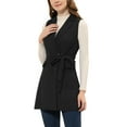 thumbnail image 4 of INSPIRE CHIC Women's Lapel Collar Trench Vest Double Breast Sleeveless Long Blazer, 4 of 5