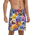 thumbnail image 2 of Wukai The Garden Tricolor Pansy Flower Men’s Short Pajama Pants With Pockets Soft Sleep Pj Shorts for Men-Large, 2 of 6