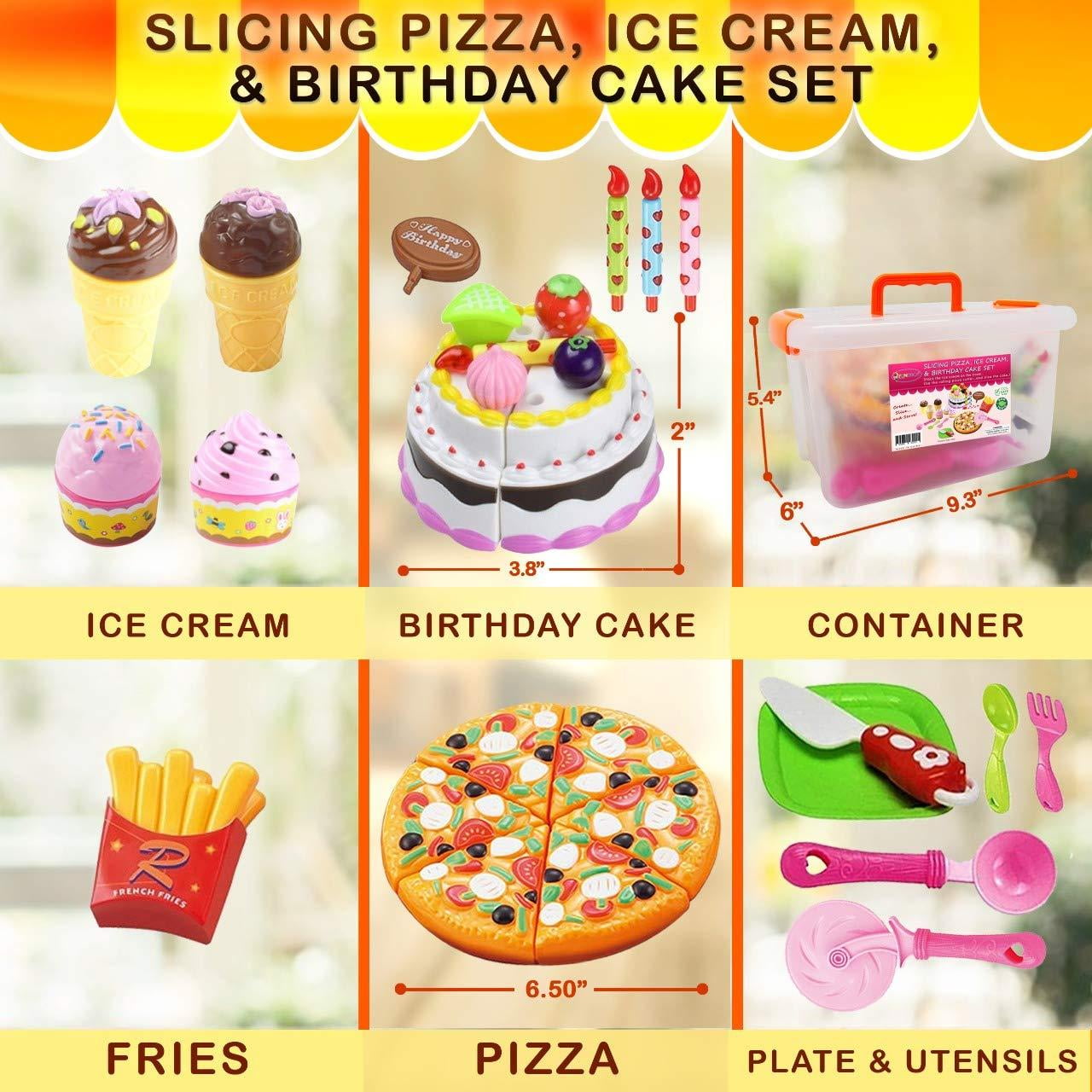 1Set Funny Kid Children Pizza Ice Cream Food Kitchen Pretend Role Play Toy Gi gf 