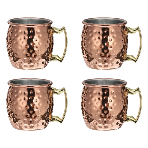Tazas de Cobre Uxcell 60ml/2 OZ Mini Tazas de Cóctel Martilladas, 4Pack Vaso de Disparo de Acero Inoxidable Chapado en Cobre, Oro Rosa