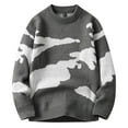 thumbnail image 2 of UVEASISHA Mens Oversized Graphic Sweater Crewneck Long Sleeve Knitted Pullover Cable Knit Jumper Tops Fall Winter Trendy Casual Sweaters Dark Gray L, 2 of 7