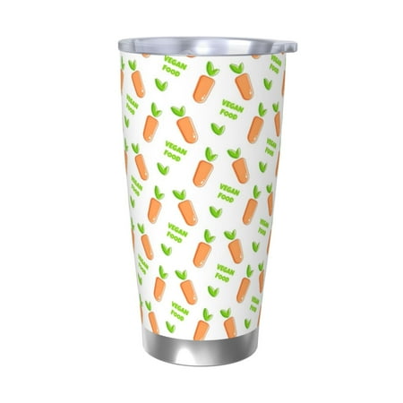

Qekee Vegan Fruit Carrot Print 20OZ Car Cup Stainless Steel Vacuum Insulated Tumbler Tumbler Cup With Lid And Straw Travel Coffee Mug-Without Straw