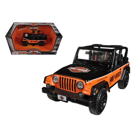 Maisto Harley Davidson - Jeep Wrangler Rubicon Harley Davidson Orange/Black 1/27 Diecast Model by Maisto