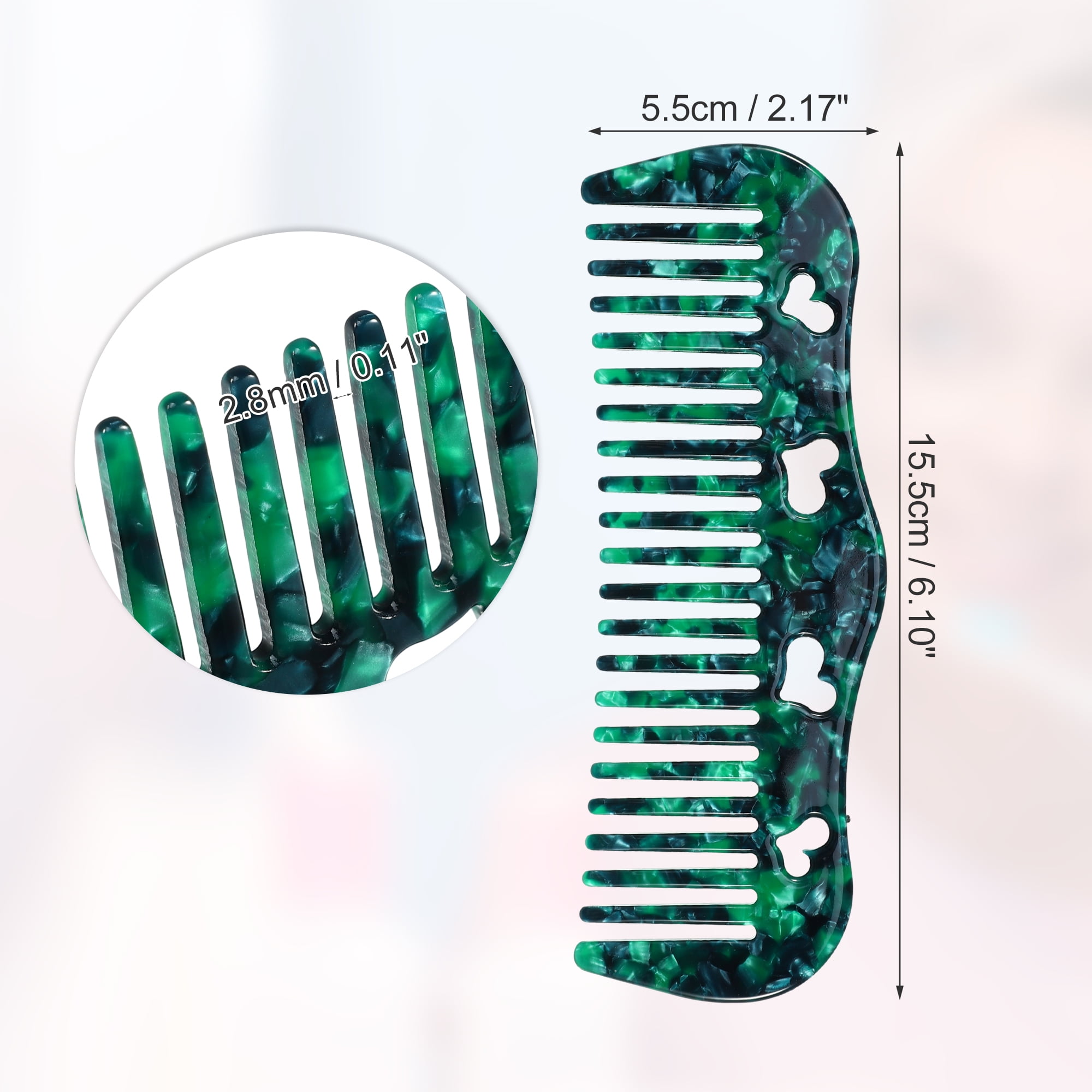 Unique Bargains 1Pc Women Heart Style Wide Tooth Comb Blackish Green