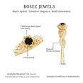 thumbnail image 6 of Rosec Jewels 1/2 CT Black Spinel Flower Engagement Ring with Diamond, Black Spinel Engagement Ring, 14K Yellow Gold, US 12.50, 6 of 9