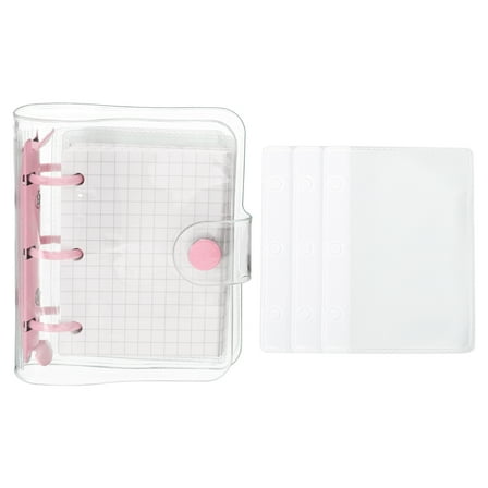 REGALWOVEN Clear 3 Ring Binder Cover, Notebook Binder Mini Refillable Loose Leaf Folder Planner, Pink
