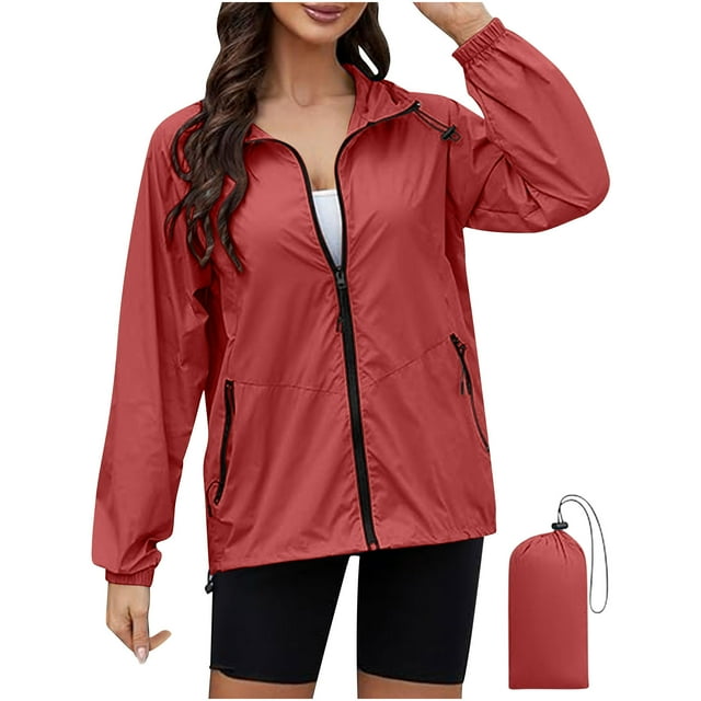 ameIAEA Veste de Pluie pour Femmes Coupe-Vent de Sport Extérieur Léger Imperméable