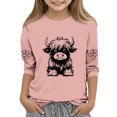 thumbnail image 1 of Lovzfmll T-Shirt Graphique à Manches 3/4 pour Enfants, Col Rond Décontracté, Style Col Rond pour Petites Filles 9-10 Ans, 1 of 4