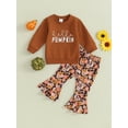 thumbnail image 2 of GXFC Toddler Girl Fall Outfits Clothes 6M 12M 18M 2T 3T Kids Girl Long Sleeve Letter Print Sweatshirts Tops and Flower Pattern Flare Pants 2Pcs Casual Autumn Clothing for Children, 2 of 9