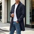 thumbnail image 4 of Maqroz Mens Single Breasted Trench Coat Mid Length Casual Business Overcoat Lapel Collar Windbreaker Fall Winter Warm Jacket with Button Cuffs, (Dark Blue,XL), 4 of 9