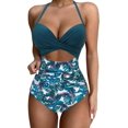 thumbnail image 1 of Women Wrap Cut Out One Piece Swimsuit High Waisted Monokini Bathing Suit, 1 of 5