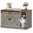 thumbnail image 4 of Hzuaneri 39.4" Cat Litter Box Enclosure, Hidden Cabinet Furniture with Bell, Farmhouse Style, Greige, 4 of 10