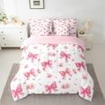 thumbnail image 2 of Castle Fairy Pink Ribbon Bow Girl Bedding Comforter Set 7 Pieces,Floral Cherry Blossom Full Bedding Set Lightweight,Kawaii Flower Sakura Bow Knot Fitted Sheet Flat Sheet,Super Cozy Room Decor, 2 of 8
