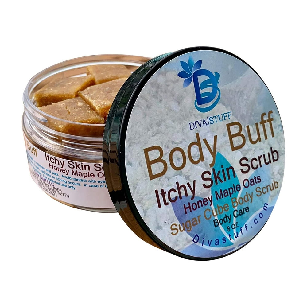 Itchy Skin Sugar Scrub for Eczema, Psoriasis & More, Honey Maple Oat Scent, 8oz