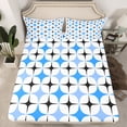 thumbnail image 2 of Manfei Colorful Stars Queen Sheet Sets 4 Pieces, Modern Geometric Art Flat Sheet, Abstract White Blue Black Queen Fitted Sheet, Ultra Soft Home Decor, 2 of 7