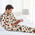 thumbnail image 6 of Fuzoiu Rose Flowers Print Men's Long-Sleeved Pajama,Lounge Button Down Nightwear,Mens Notch Collar Pajama Set -XX-Large, 6 of 7