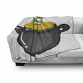 thumbnail image 2 of Leprechaun Soft Flannel Fleece Throw Blanket, Upside down Funny Elf Legs in a Pot Full of Coins, Cozy Plush for Indoor and Outdoor Use, 70" x 90", Grey Multicolor, by Ambesonne, 2 of 5