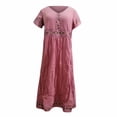 thumbnail image 3 of Kayannuo Dresses For Women 2023 Christmas Sun Dresses Women Summer Casual Women'S Tribal Style Short Sleeve V-Neck Casual Plus Size Printed Fashion Dress Pink, 3 of 7