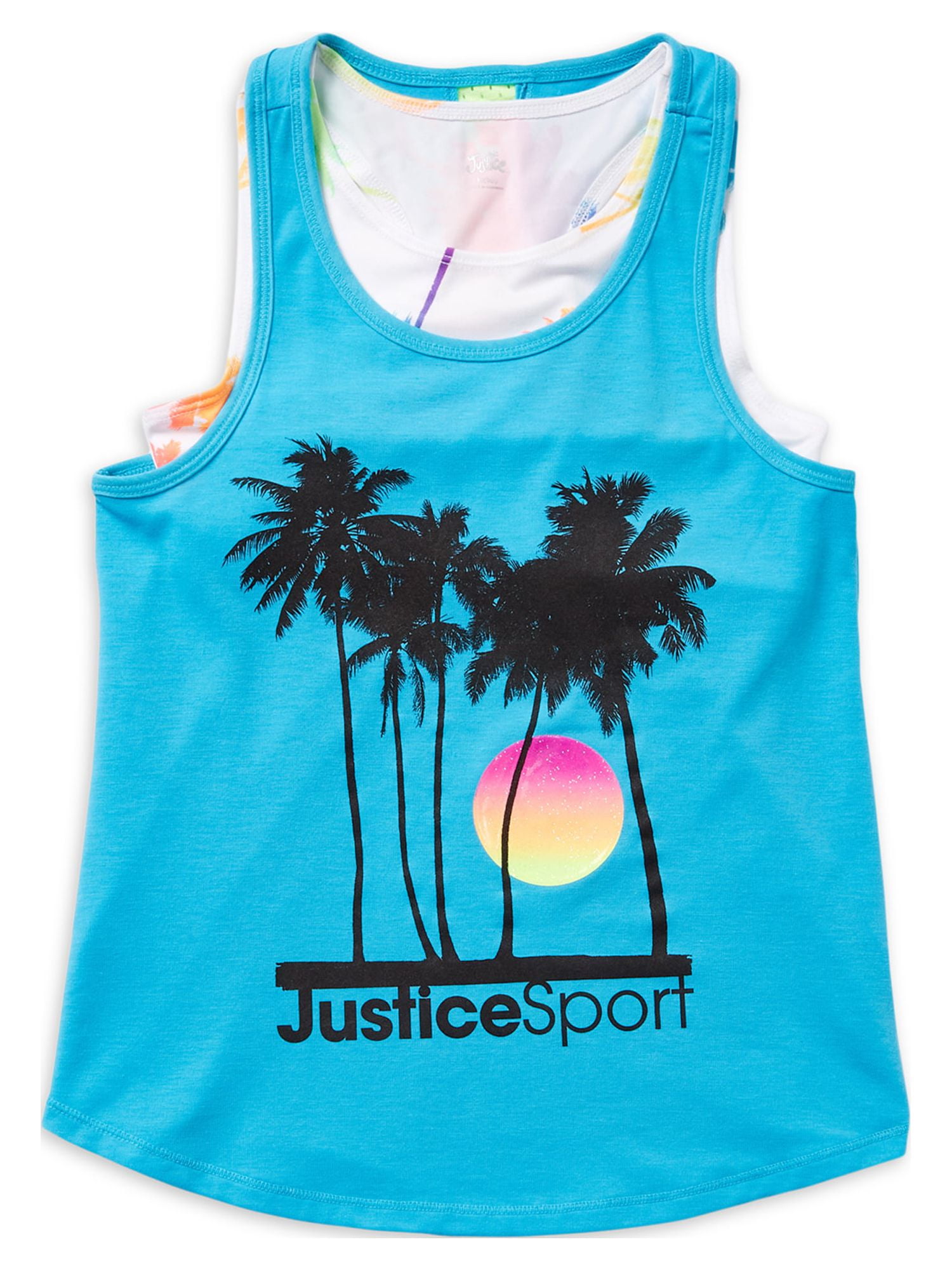 Girls justice sport mesh 2fer size 8 new yellow logo w/leopard