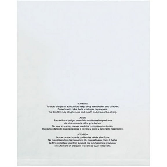 Box Partners 12 x 18 in. 2 Mil Flat Suffocation Warning Poly Bags - Clear - 12in. W x 18in. L