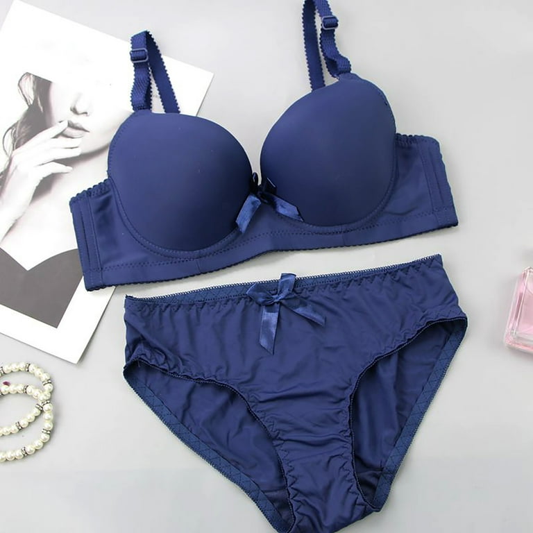 Odeerbi Comfortable Everyday Bras for Women 2024 Sexy Bra And Panties  Summer Slim Lingerie Set Blue