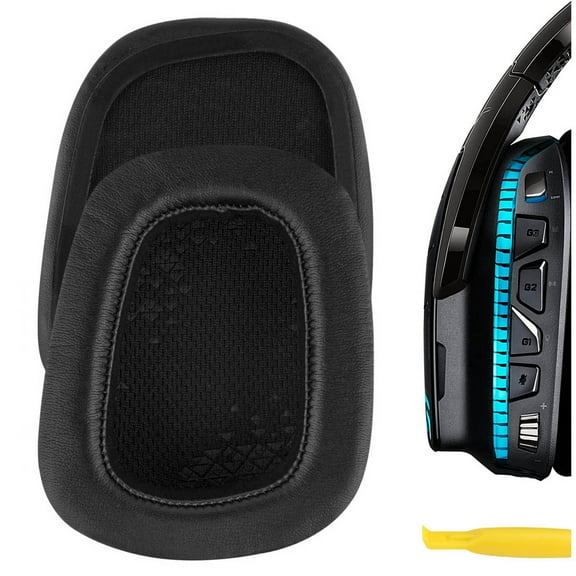 Geekria QuickFit Replacement Ear Pads for Logitech G533, G633, G635, G933, G935 Headphones Ear Cushions, Repair Parts (Black)
