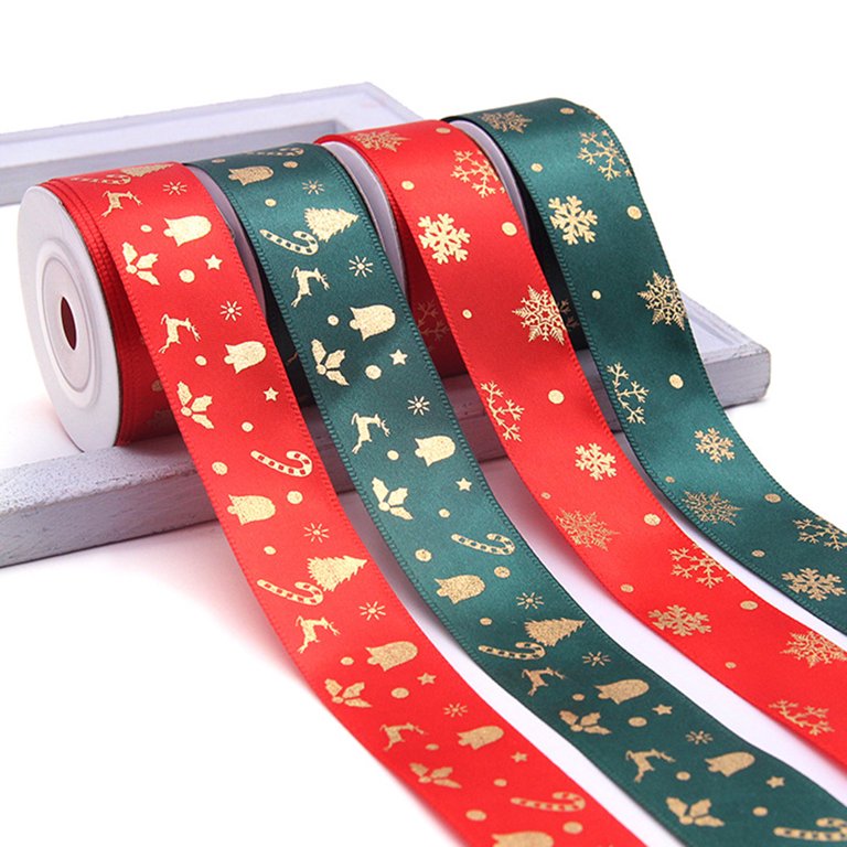 1 Roll Portable Ribbon Add Atmospheres Polyester Printed Snowflake Deer Glitter Ribbon for Home Pink Polyester