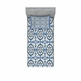 thumbnail image 2 of Ambesonne Retro Fitted Sheet & Pillow Sham Set, Moroccan Mosaic, Queen, Grey Blue, 2 of 3