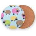 thumbnail image 2 of 4 Pieces Funny Sheep Coasters Set, Non-Slip Heat-Resistant Absorbent Drink Coaster with Cork Base, Round Cup Mat Pad for Kitchen Bar Cafe Deco, Perfect Housewarming Gifts 3.9" x 0.15" Home Decor, 2 of 7