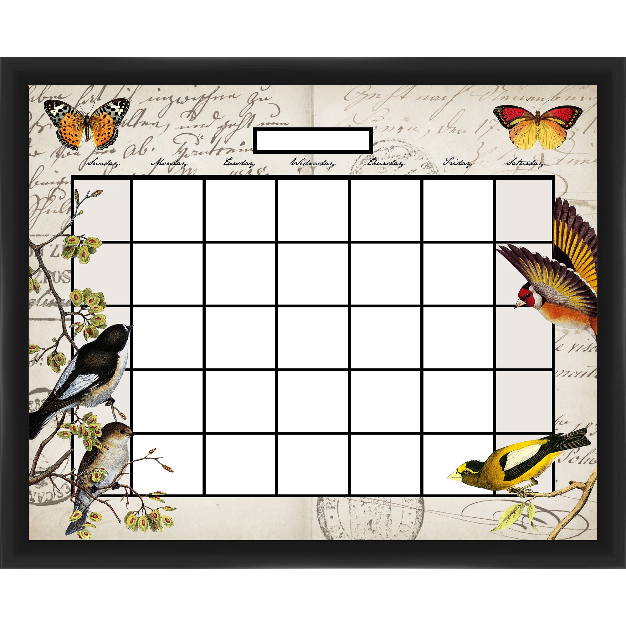 Bird Calendar Black Memoboard Walmart
