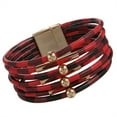 thumbnail image 1 of QualitChoice Bracelet Multicouches Boucle Magnétique Cuir Multicolore Léopard Impression Valentines Jour Cadeaux Bracelets Bijoux Main Noir Rouge Check 1Set, 1 of 6