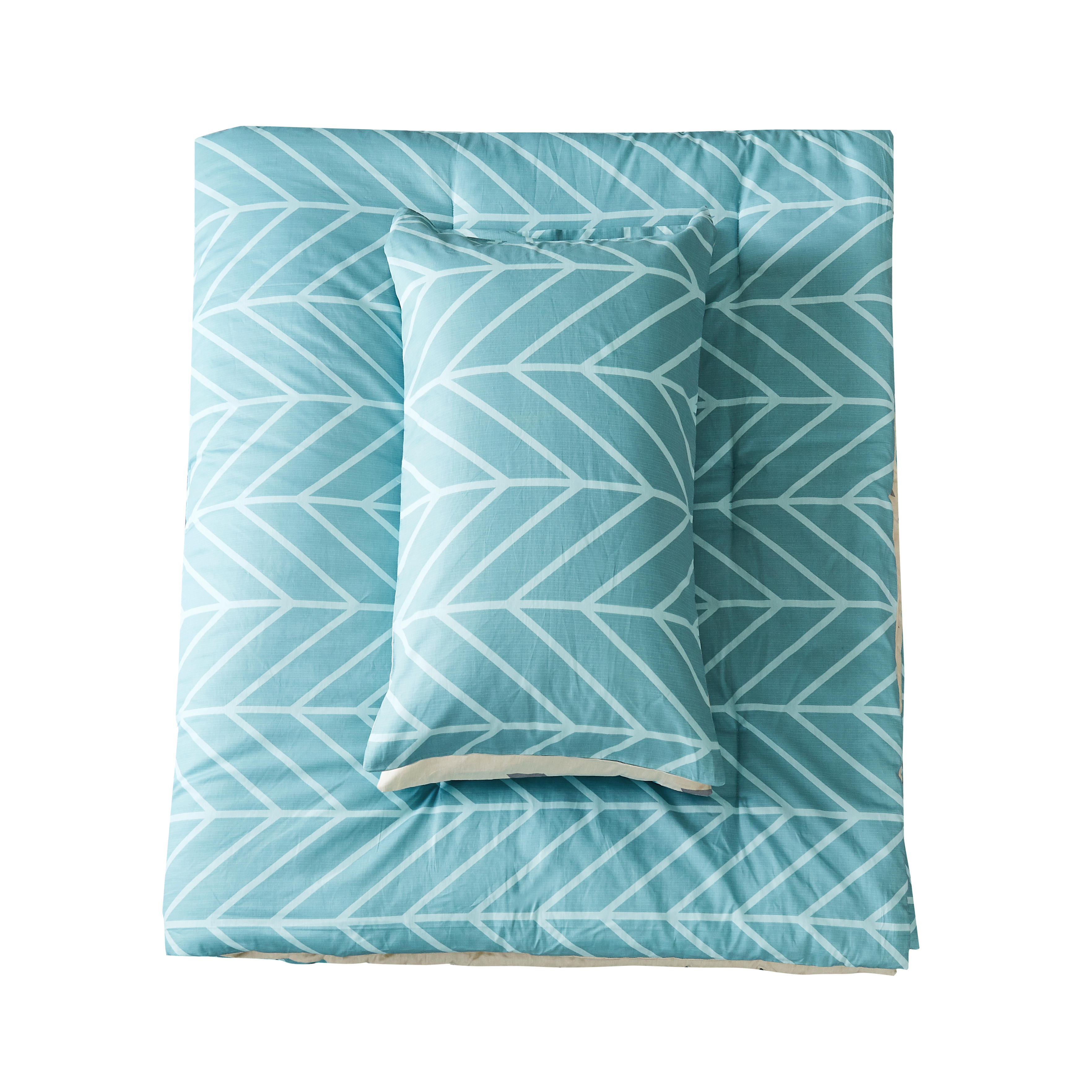 Peach Leaf Super Soft 100% Cotton 3-Piece Comforter Set with Shams, King, Teal Chevron