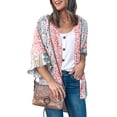 thumbnail image 1 of Asyoly Womens Tops Summer Floral Print Shirt Puff Sleeve Kimono Cardigan Loose Cover Up Beach Wear Casual Blouse, 1 of 7