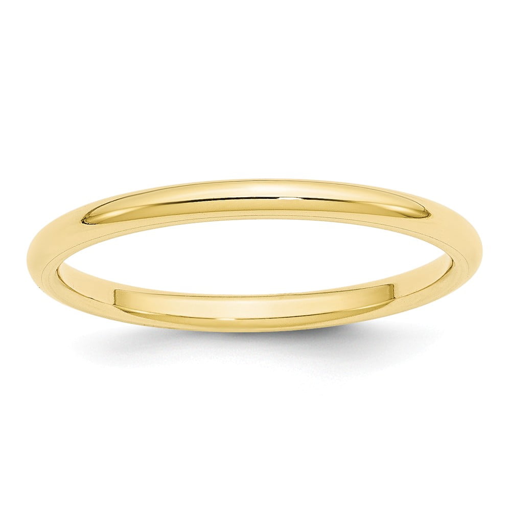 Womens 10K Yellow or White Gold 2mm Traditional Plain Wedding Band Available Ring Sizes 4-8 1/2 