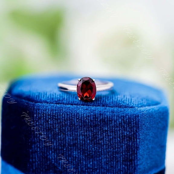 Natural Red Garnet 925 Sterling Silver Ring, Gift for Her, Engagemant Ring, Birthstone Rings for Women, Gift For Her