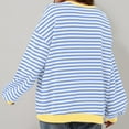thumbnail image 4 of yunLCZ Women Blouses Women Oversized Striped Color Block Long Sleeve Crew Neck Sweatshirt Casual Loose Pullover Y2K Shirt Top Polyester,Spandex Light Blue L, 4 of 9
