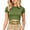 Army Green, variant on Women T Shirts Tie Back Cropped Slim Fit Short Sleeve Crew Neck Stylish Print Top Everyday Wear Graphic Tees for Women L