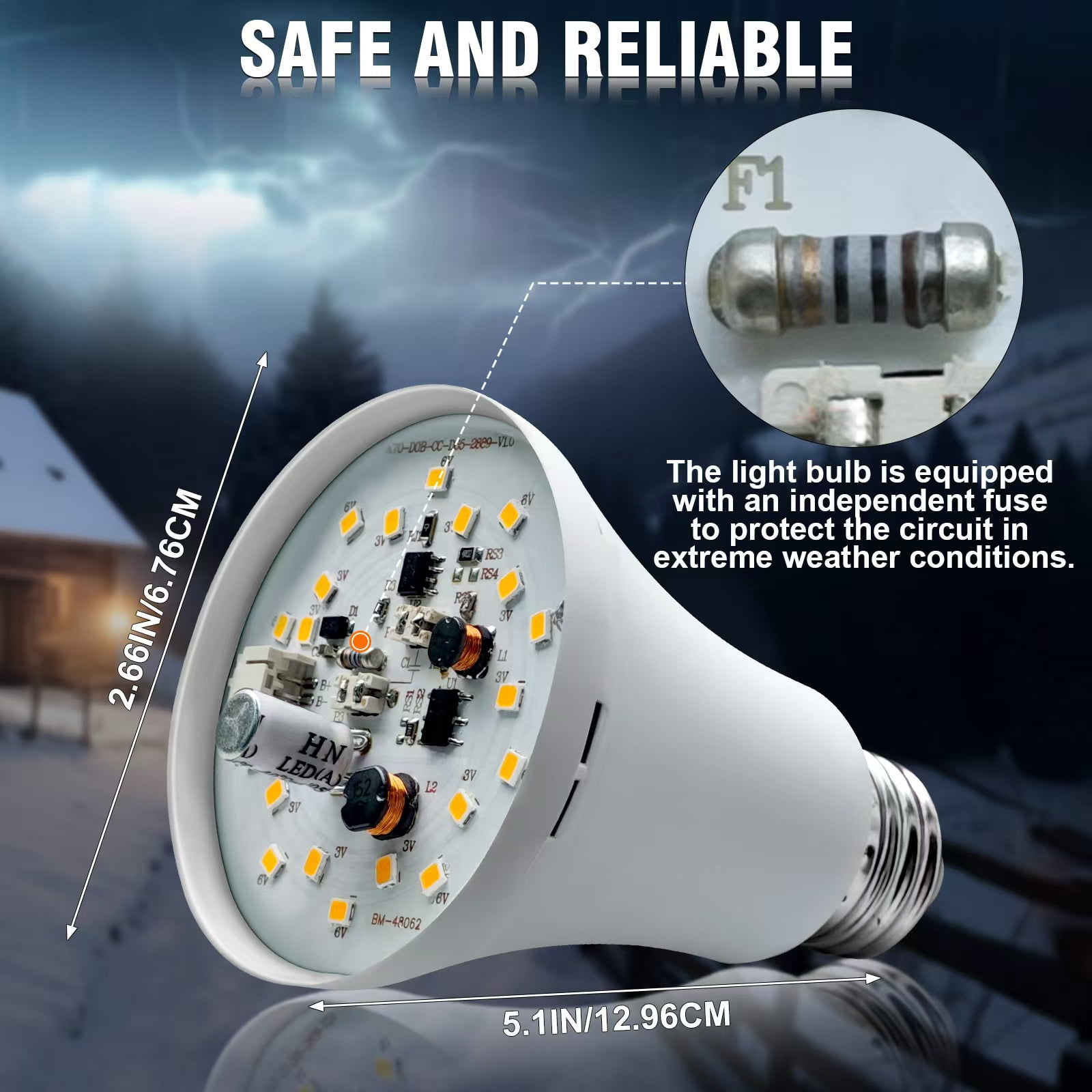 Rechargeable Emergency Light Bulbs,Soft White 3000K,Battery Operated Light Bulb,Keep Lighting When Power Failure,1200mAh Battery,Work 4-5 hours,A21 9W E26/E27 Standard Bulb,6 Pack with Hook