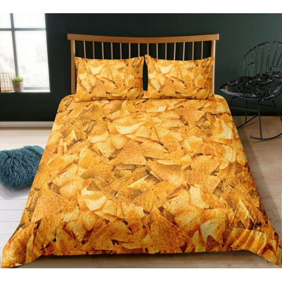 Pizza Duvet Cover Set Cheese Pizza Bedding Sets Pepperoni Noodles Comforter Cover Set Full Size Foo